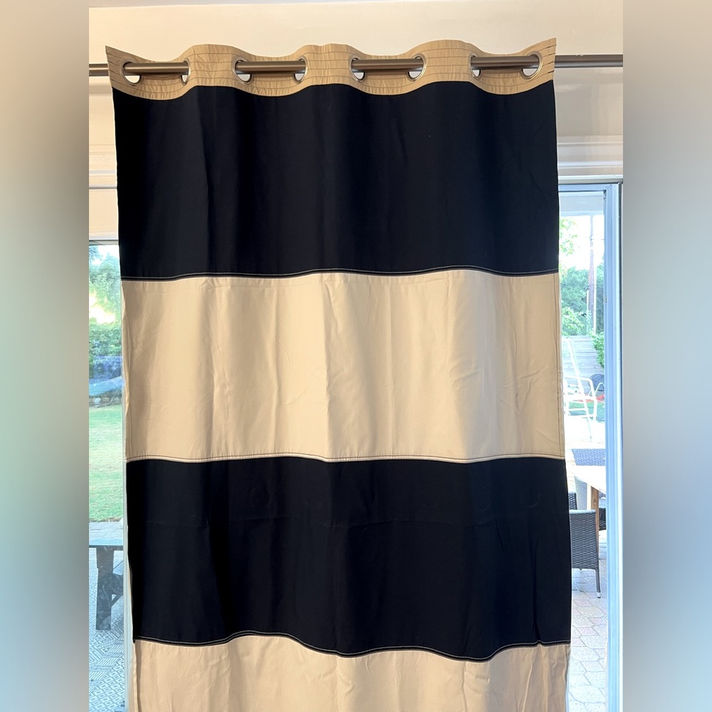 Pottery Barn Kids rugby striped blackout curtains